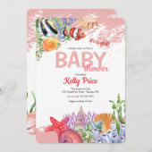 Onder het Zee Roze Baby shower Kaart (Voorkant / Achterkant)