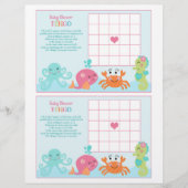 Onder het Zee/Roze blad "Baby shower Bingo" (Voorkant)