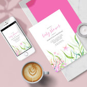 Onder het Zee Roze en Groen Baby shower Kaart
