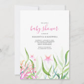 Onder het Zee Roze en Groen Baby shower Kaart (Voorkant)