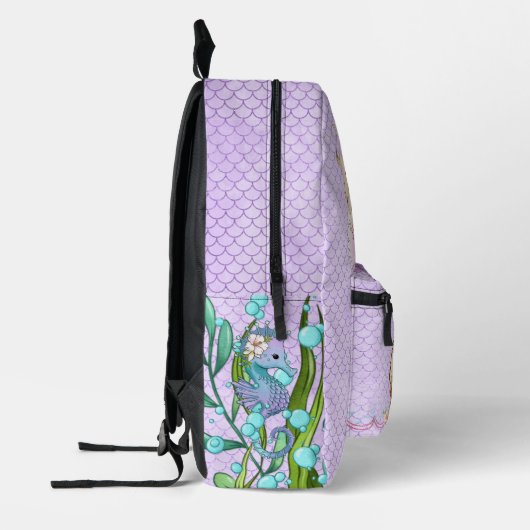 Onder het Zee Roze en Paarse Zeemeermin (Blonde) Bedrukte Rugzak (Links)