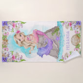 Onder het Zee Roze en Paarse Zeemeermin (Blonde) Strandlaken (Voorkant)