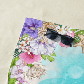 Onder het Zee Roze en Paarse Zeemeermin (Brunette) Strandlaken (In situ)