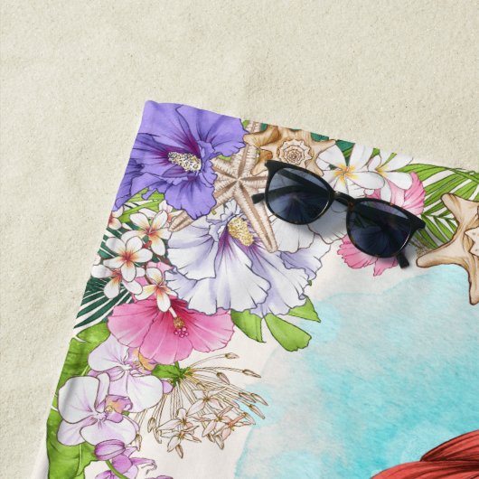 Onder het Zee Roze en Paarse Zeemeermin (Donkere h Strandlaken (In situ)