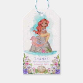 Onder het Zee Roze en Paarse Zeemeermin (Red Hair) Cadeaulabel