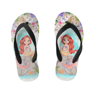 Onder het Zee Roze en Paarse Zeemeermin (Red Hair) Kinder Teenslippers