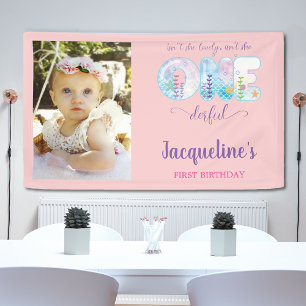 Onder het Zee Roze Meisjes 1e Verjaardagsfeest Spandoek