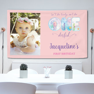 Onder het Zee Roze Meisjes 1e Verjaardagsfeest Spandoek