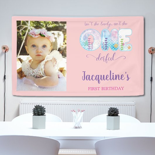 Onder het Zee Roze Meisjes 1e Verjaardagsfeest Spandoek