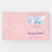Onder het Zee Roze Meisjes 1e Verjaardagsfeest Spandoek (Horizontaal)