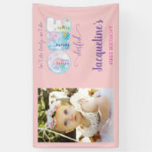 Onder het Zee Roze Meisjes 1e Verjaardagsfeest Spandoek (Verticaal)