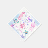 Onder het Zee! Roze Oceaan Meisje 9e Verjaardag Servet (Hoek)
