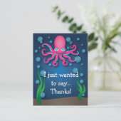 Onder het Zee Roze Octopus Dank U Briefkaart (Staand voorkant)