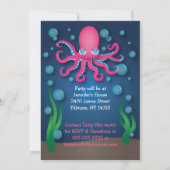 Onder het Zee Roze Octopus Verjaardagsuitnodiginge Kaart (Achterkant)