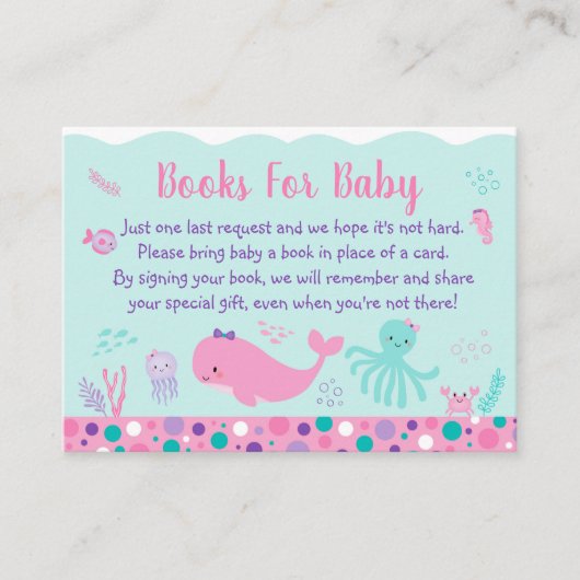 Onder het Zee Roze Paars Baby shower Book Request Informatiekaartje (Voorkant)