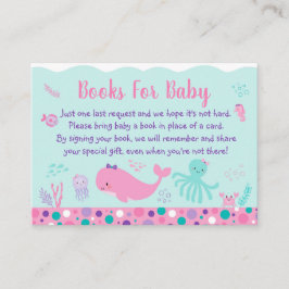 Onder het Zee Roze Paars Baby shower Book Request Informatiekaartje