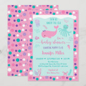 Onder het Zee Roze Paars Nautisch Baby shower Kaart (Voorkant / Achterkant)
