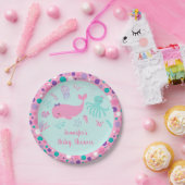 Onder het Zee Roze Paars Nautisch Baby shower Papieren Bordje (Feest)