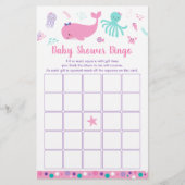 Onder het Zee roze Paarse Baby shower Bingo Game (Voorkant)