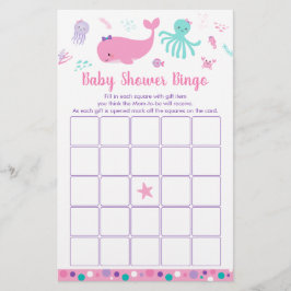 Onder het Zee roze Paarse Baby shower Bingo Game