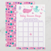 Onder het Zee roze Paarse Baby shower Bingo Game (Voorkant / Achterkant)