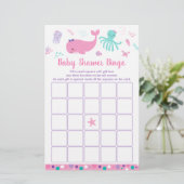 Onder het Zee roze Paarse Baby shower Bingo Game (Staand voorkant)