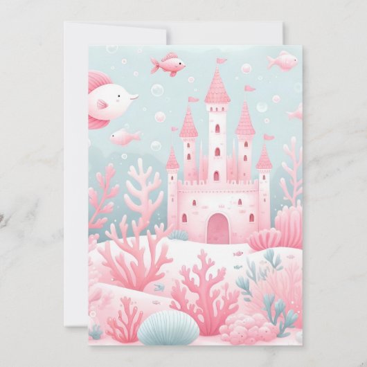 Onder het Zee! Roze Schattige Ocean Meisje 9e Verj Kaart (Achterkant)