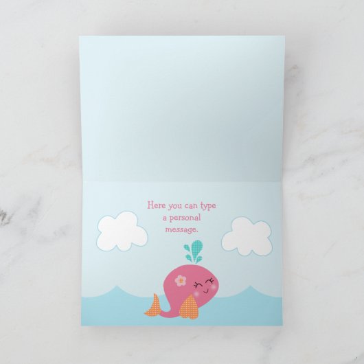 Onder het Zee Roze walvis Dank je dat je kaart gev (Binnen)