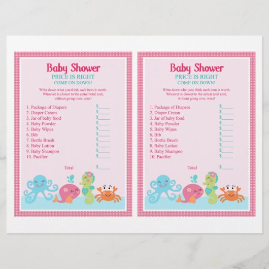 Onder het Zee/Roze walvis "Price is Right"-spel (Voorkant)