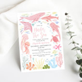 Onder het Zee Roze Zee Dieren Baby shower Kaart