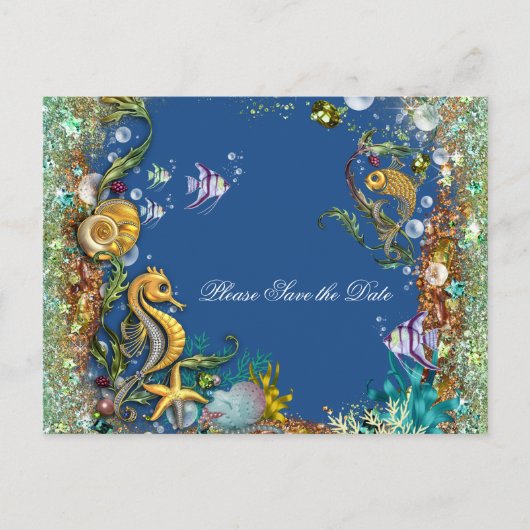 Onder het Zee Save the Date Aankondigingskaart (Voorkant)