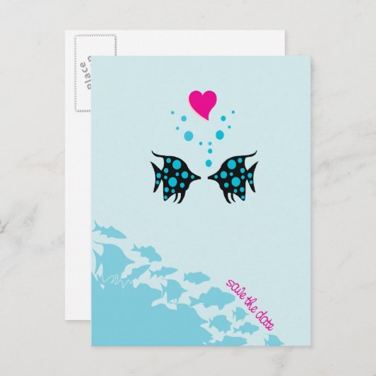 Onder het Zee Save the Date Aankondigingskaart (Voorkant / Achterkant)