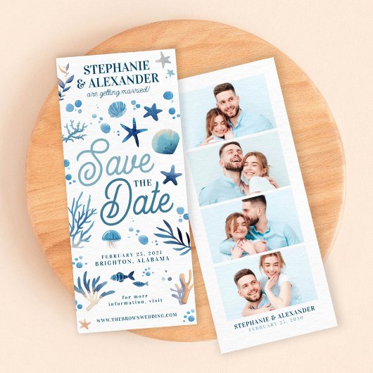 Onder het Zee Save The Date Bladwijzer Photo Kaart