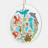 Onder het Zee Schaaldieren- en zeealife Keramisch Ornament (Links)