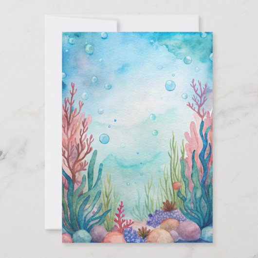 Onder het zee schattig schildpad aqua blauw baby s kaart (Achterkant)