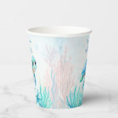 Onder het zee schattig schildpad aqua blauw baby s papieren bekers (Rechts)