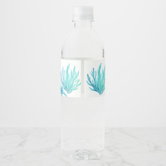 Onder het zee schattig schildpad aqua blauw baby s waterfles etiket (Achterkant)