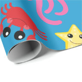 Onder het Zee Schattige 1st Birthday Wrapping Pape Cadeaupapier (Rol Hoek)