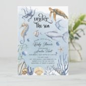 Onder het Zee Schattige Baby shower Kaart (Staand voorkant)