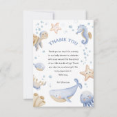 Onder het Zee! Schattige Blue Boy Baby shower Bedankkaart (Voorkant)