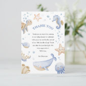Onder het Zee! Schattige Blue Boy Baby shower Bedankkaart (Staand voorkant)