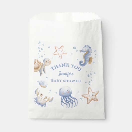 Onder het Zee! Schattige Blue Boy Baby shower Bedankzakje (Voorkant)