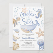 Onder het Zee! Schattige Blue Boy Baby shower Kaart (Voorkant)