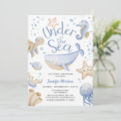 Onder het Zee! Schattige Blue Boy Baby shower Kaart (Staand voorkant)