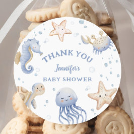 Onder het Zee! Schattige Blue Boy Baby shower Ronde Sticker