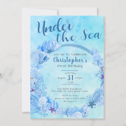 Onder het Zee Schattige Blue Boy's 1st Birthday Pa Kaart (Voorkant)