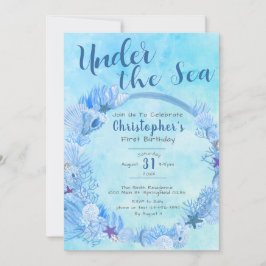 Onder het Zee Schattige Blue Boy's 1st Birthday Pa Kaart
