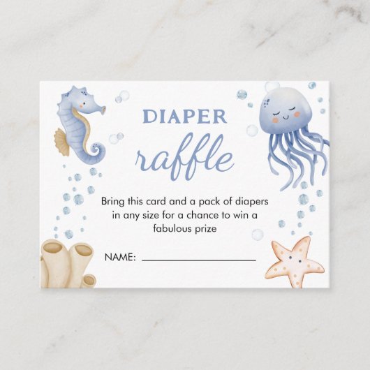 Onder het Zee! Schattige Boy Baby shower Luier Raf Informatiekaartje (Voorkant)
