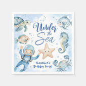 Onder het Zee! Schattige Boy Blue Ocean verjaardag Servet (Voorkant)