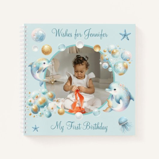 Onder het Zee Schattige Dolfijnen Verjaardag Gaste Notitieboek (Voorkant)